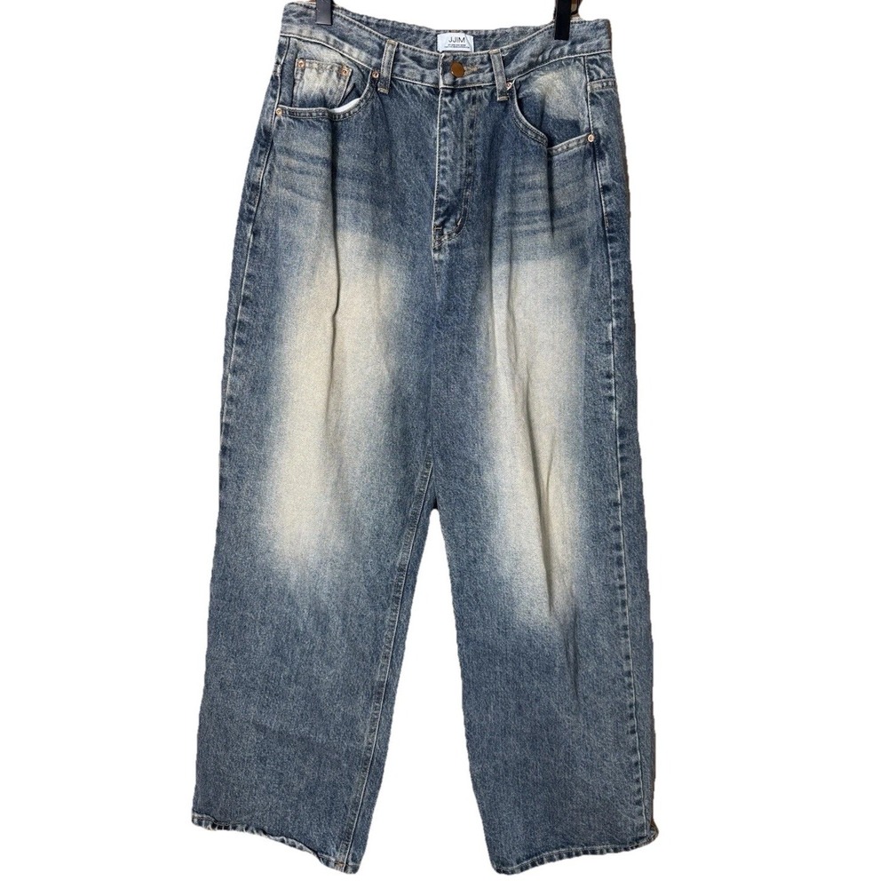 JJIM Women's High Rise Baggy Jeans Medium Wash w Fade 28x28